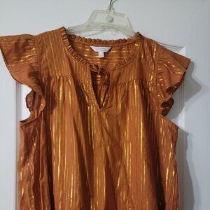 Lauren Conrad Gold Shimmer Ruffle Top